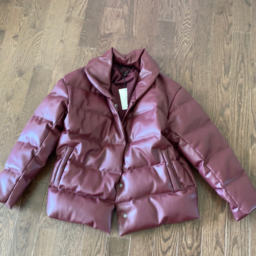 Something Navy Faux Leather Puffer